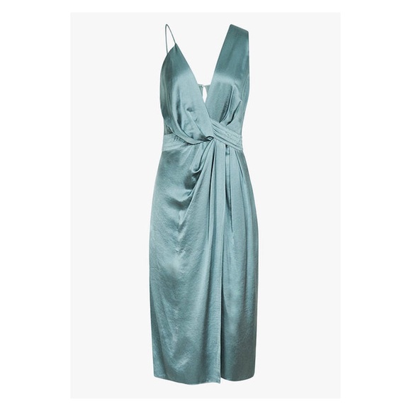 New! Rare REISS London Charlie Satin Midi Dress in Pale Blue - Picture 7 of 11